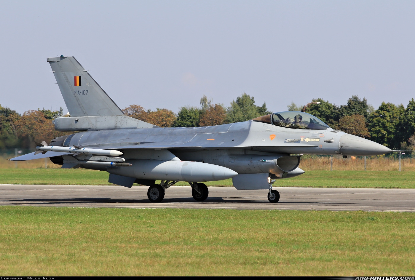 Belgium - Air Force General Dynamics F-16AM Fighting Falcon FA-107 at Hradec Kralove (LKHK), Czech Republic