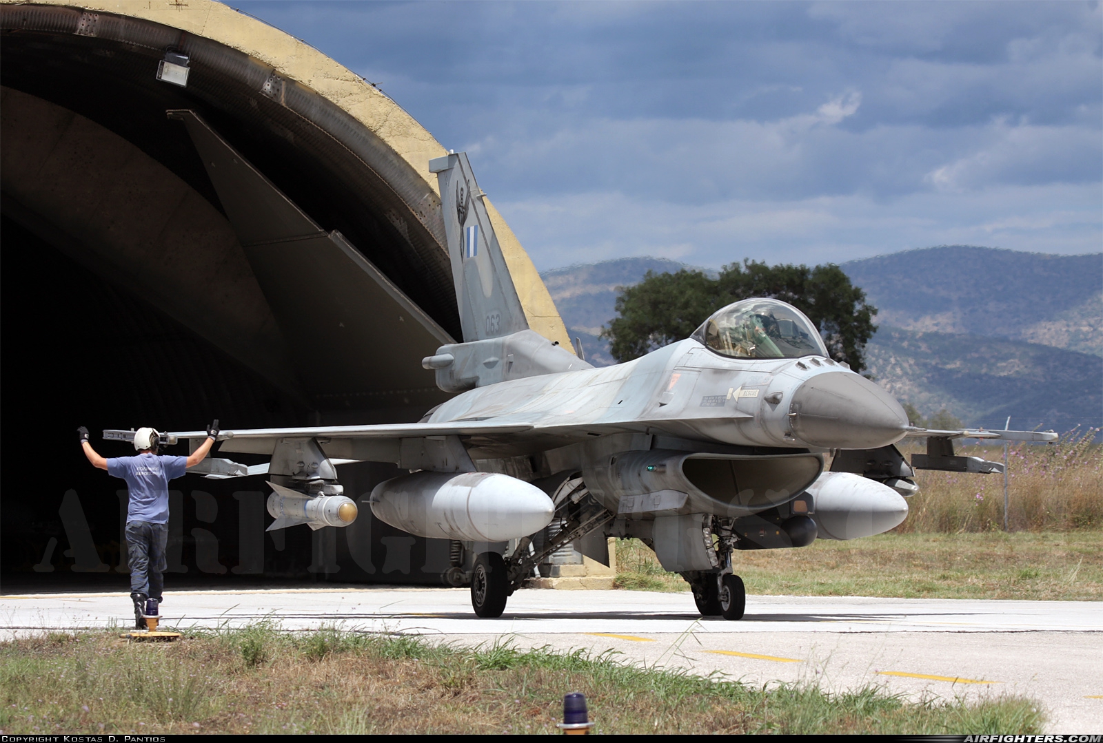 Greece - Air Force General Dynamics F-16C Fighting Falcon 063 at Nea Anghialos (VOL / LGBL), Greece