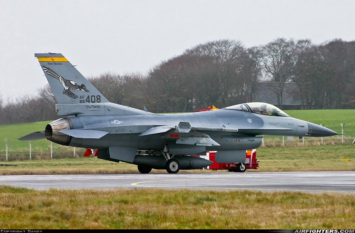 USA - Air Force General Dynamics F-16C Fighting Falcon 85-1408 at Lossiemouth (LMO / EGQS), UK