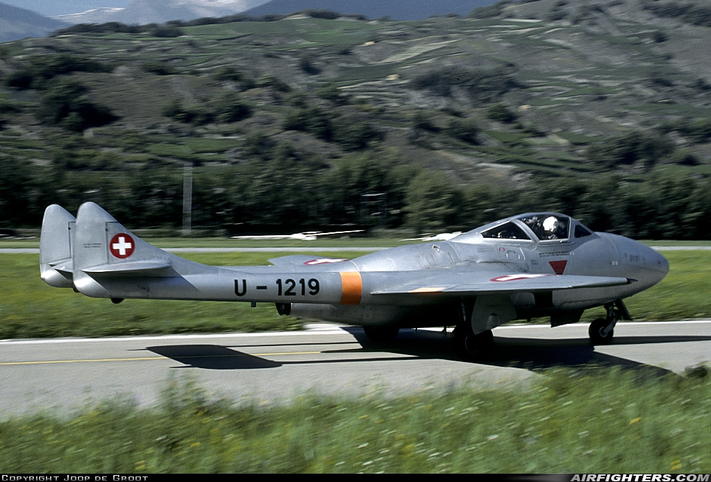 Switzerland - Air Force De Havilland DH-115 Vampire T.55 U-1219 at Sion (- Sitten) (SIR / LSGS / LSMS), Switzerland