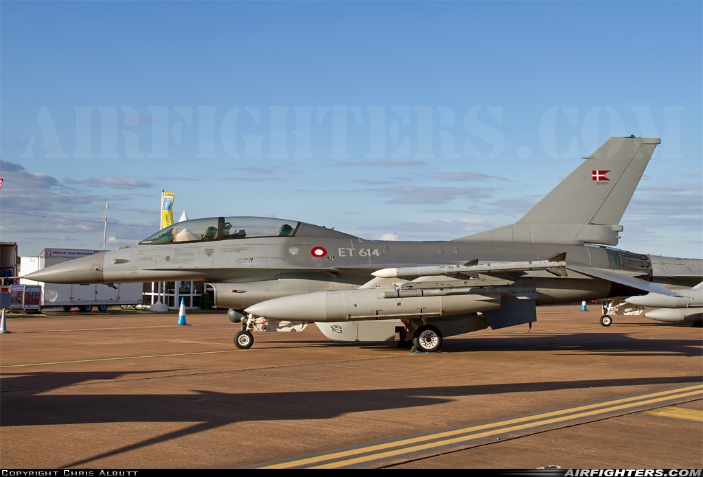 Denmark - Air Force General Dynamics F-16BM Fighting Falcon ET-614 at Fairford (FFD / EGVA), UK