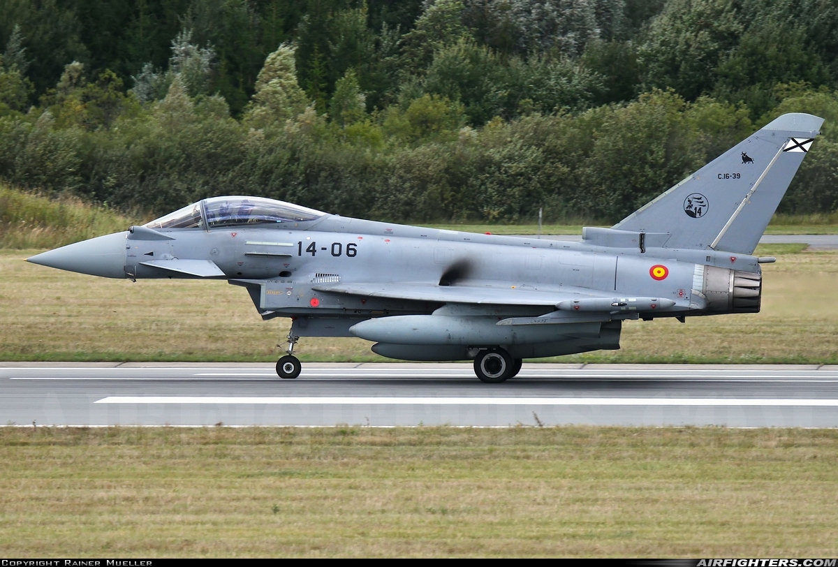 Spain - Air Force Eurofighter C-16 Typhoon (EF-2000S) C.16-39 at Rostock - Laage (RLG / ETNL), Germany
