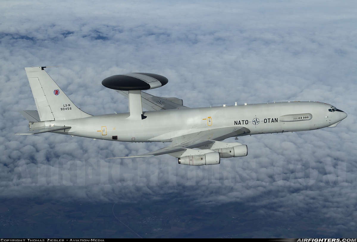 Luxembourg - NATO Boeing E-3A Sentry (707-300) LX-N90456 at North Sea, International Airspace