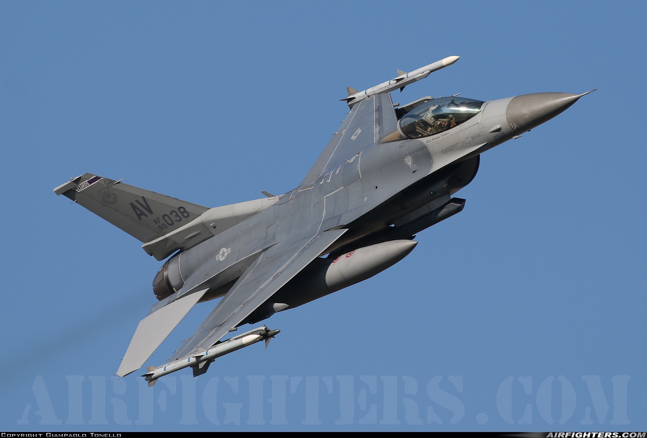 USA - Air Force General Dynamics F-16C Fighting Falcon 89-2038 at Aviano (- Pagliano e Gori) (AVB / LIPA), Italy