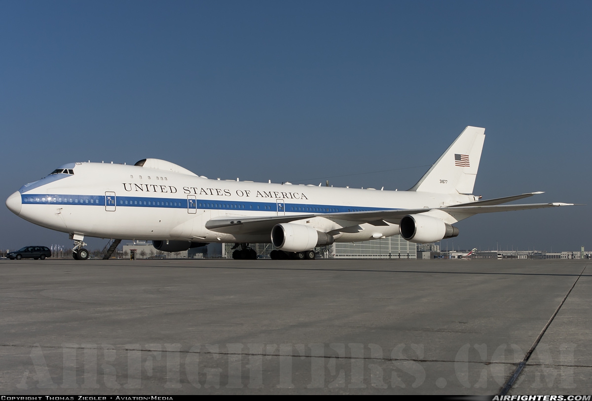 USA - Air Force Boeing E-4B (747-200B) 73-1677 at Munich (- Franz Josef Strauss) (MUC / EDDM), Germany