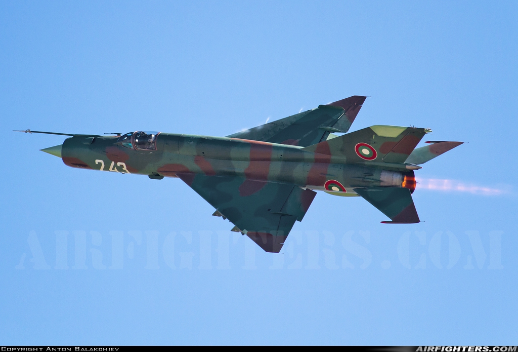 Bulgaria - Air Force Mikoyan-Gurevich MiG-21bis SAU 243 at Sofia (- Vrazhdebna) (SOF / LBSF), Bulgaria