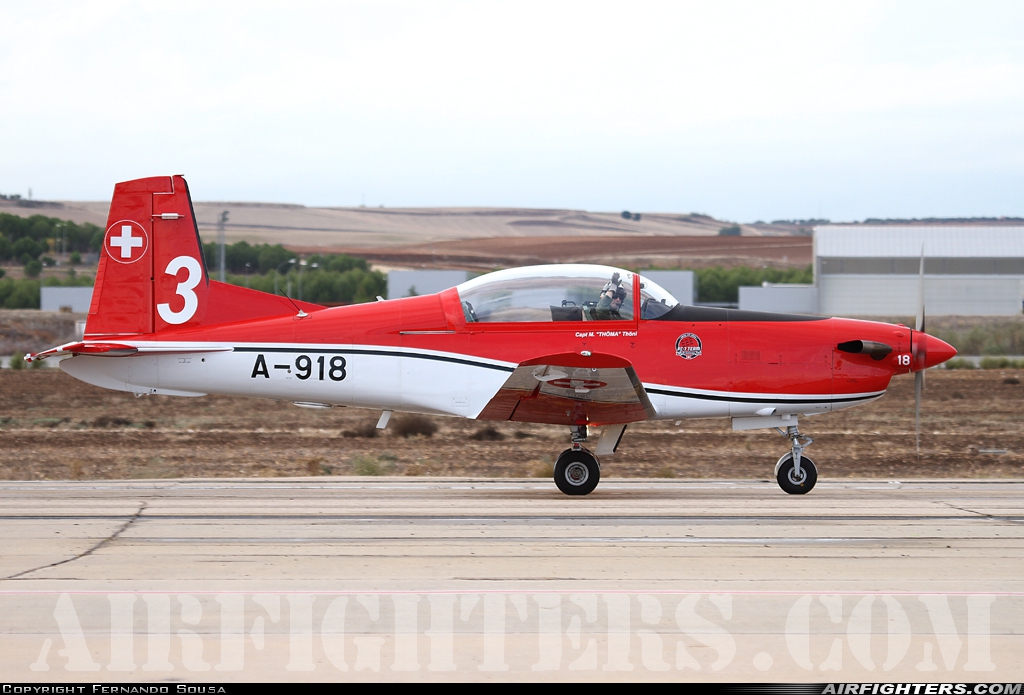 Switzerland - Air Force Pilatus NCPC-7 Turbo Trainer A-918 at Madrid - Torrejon (TOJ / LETO), Spain