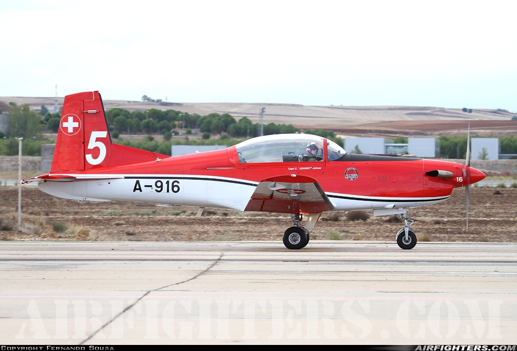 Switzerland - Air Force Pilatus NCPC-7 Turbo Trainer A-916 at Madrid - Torrejon (TOJ / LETO), Spain