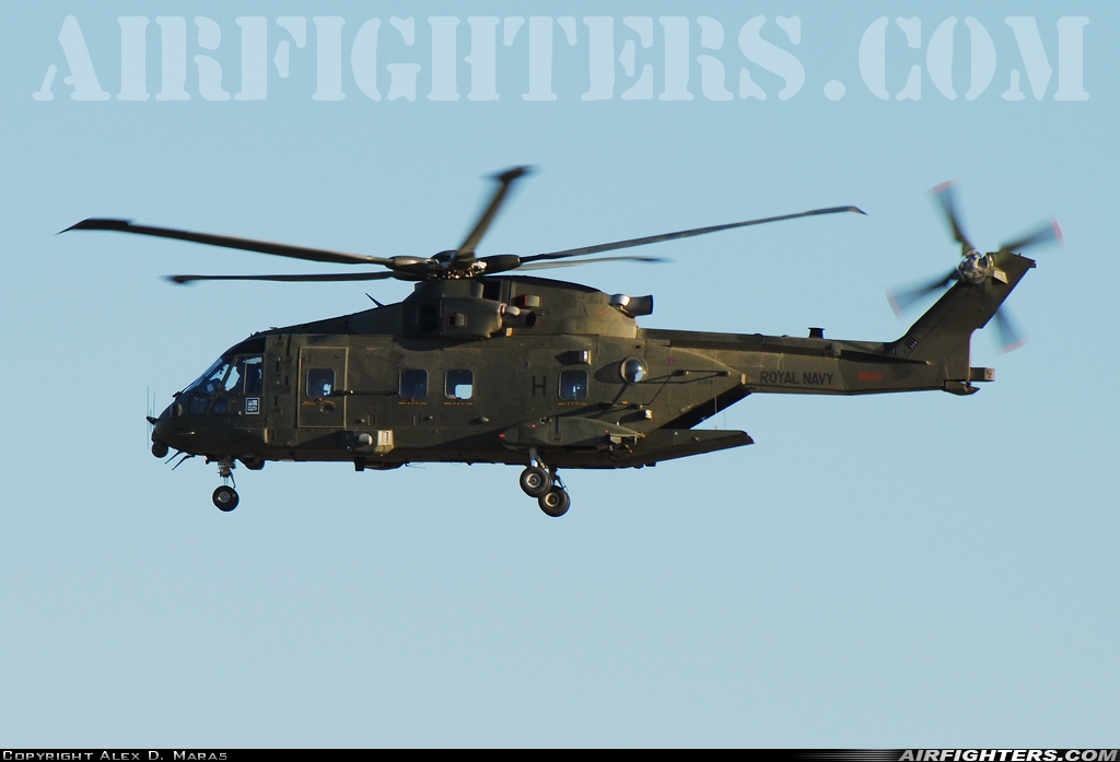 UK - Navy AgustaWestland Merlin HC3 (Mk411) ZJ124 at Athens - Eleftherios Venizelos (Spata) (ATH / LGAV), Greece