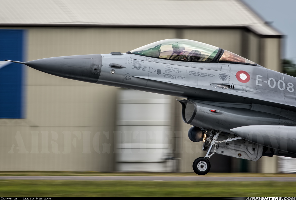 Denmark - Air Force General Dynamics F-16AM Fighting Falcon E-008 at Fairford (FFD / EGVA), UK