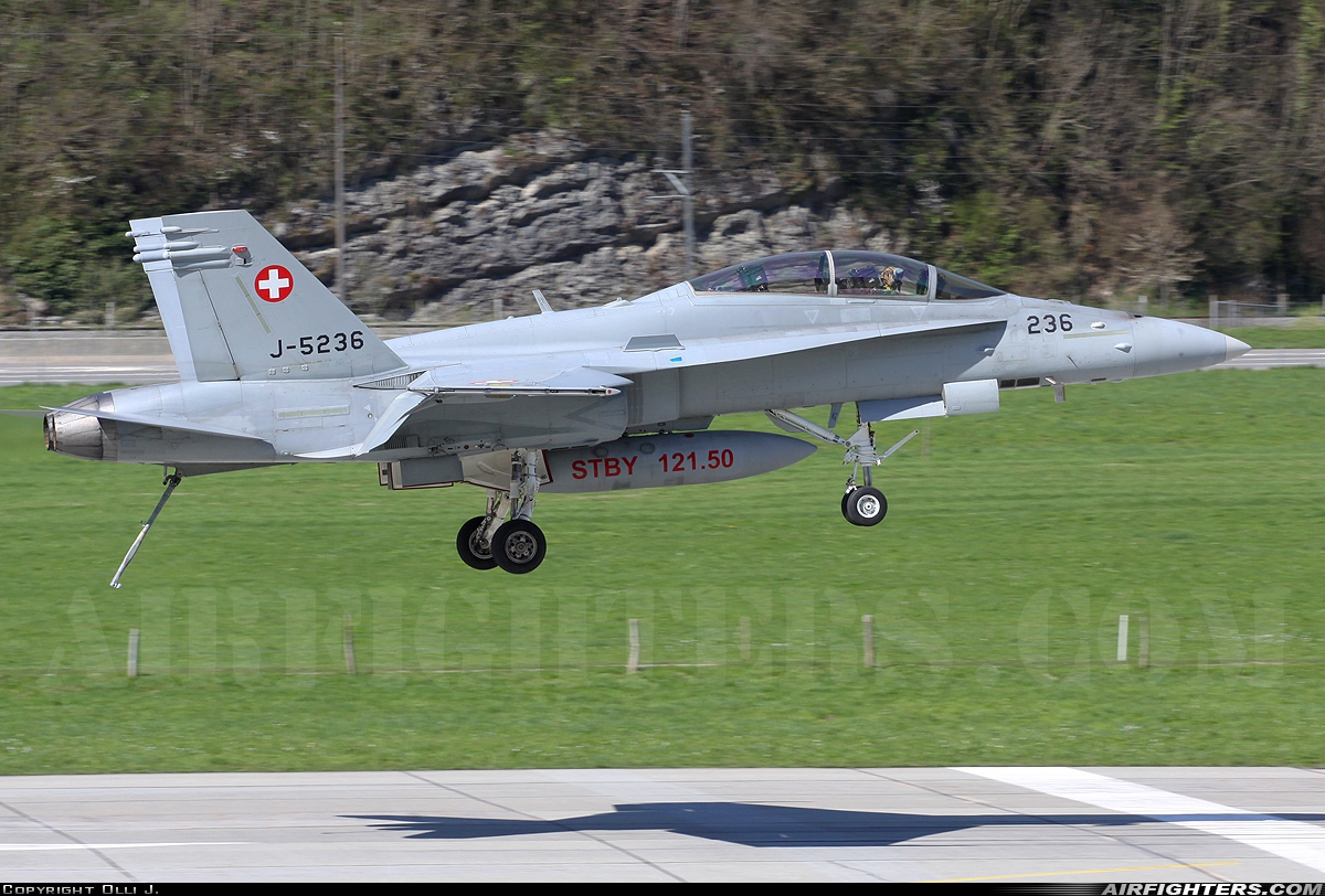 Switzerland - Air Force McDonnell Douglas F/A-18D Hornet J-5236 at Meiringen (LSMM), Switzerland