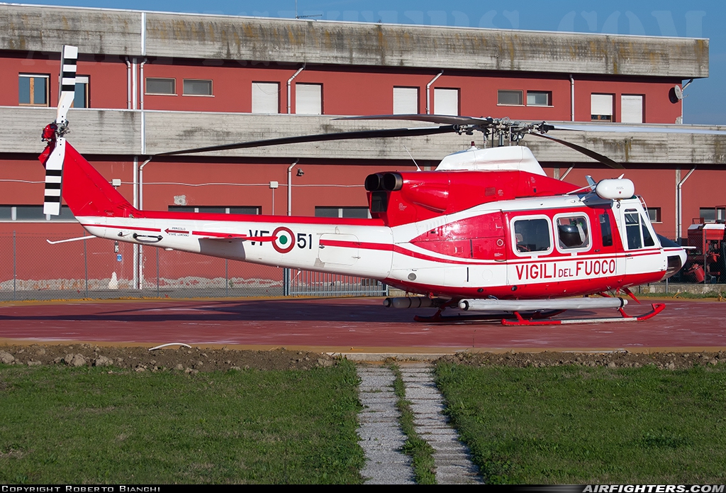 Italy - Vigili del Fuoco Agusta-Bell AB-412 Grifone I-VFOC at Bologna - Borgo Panigale (Guglielmo Marconi) (BLQ / LIPE), Italy