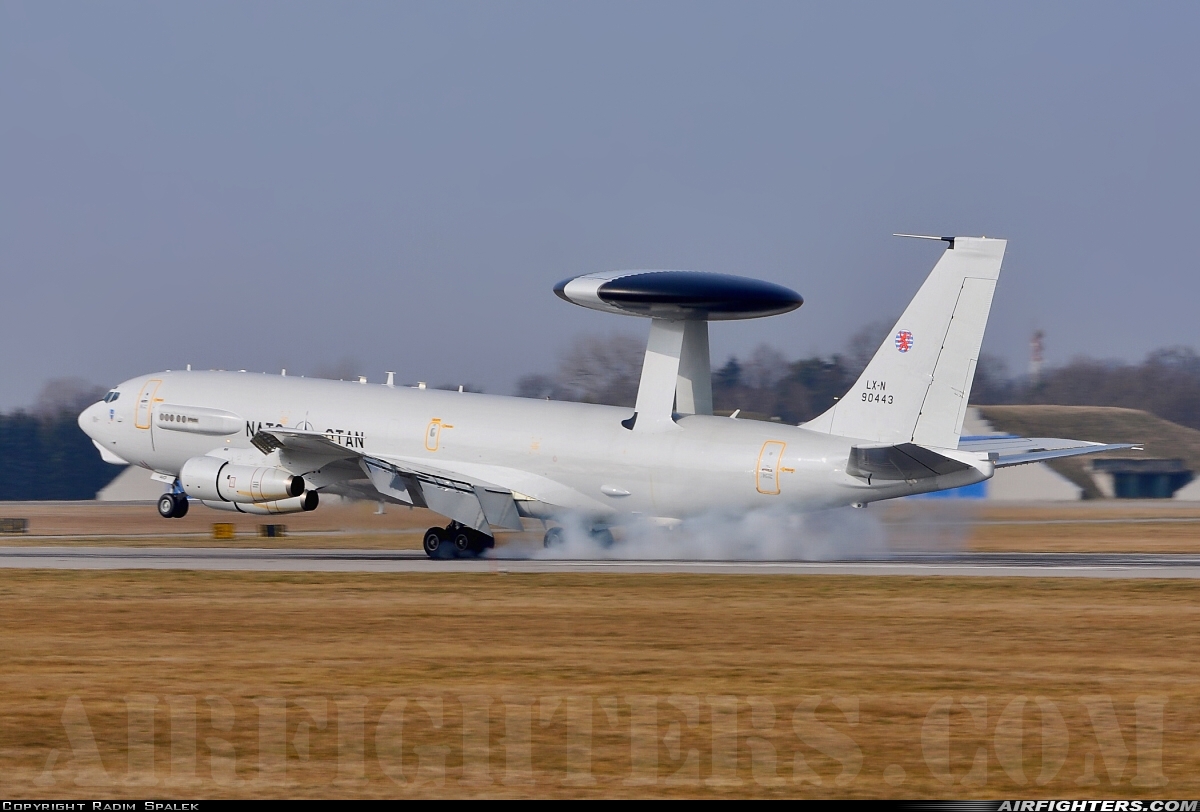 Luxembourg - NATO Boeing E-3A Sentry (707-300) LX-N90443 at Pardubice (PED / LKPD), Czech Republic