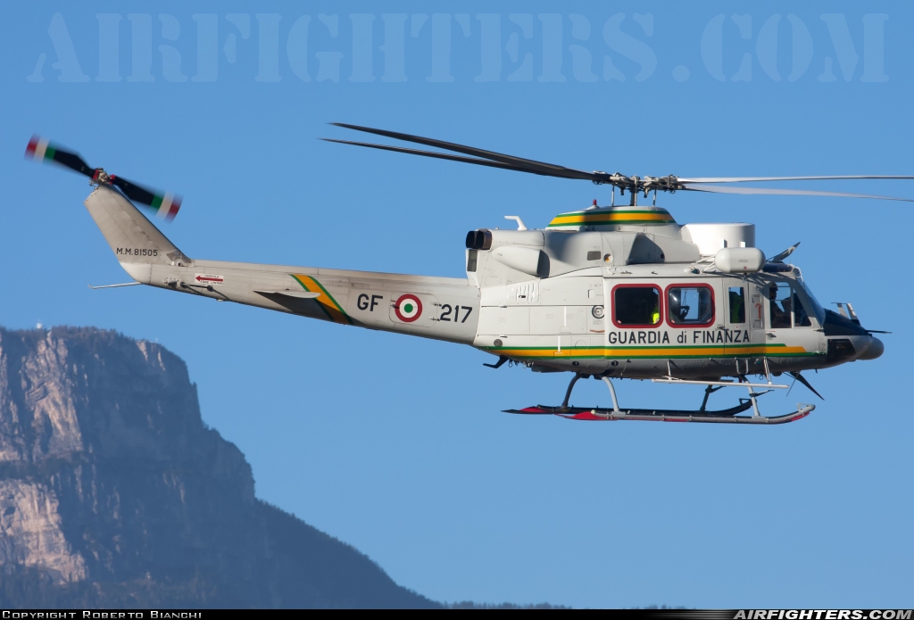 Italy - Guardia di Finanza Agusta-Bell AB-412HP Grifone MM81505 at Bolzano (- Dolomiti / G. Sabelli) (BZO / LIPB), Italy
