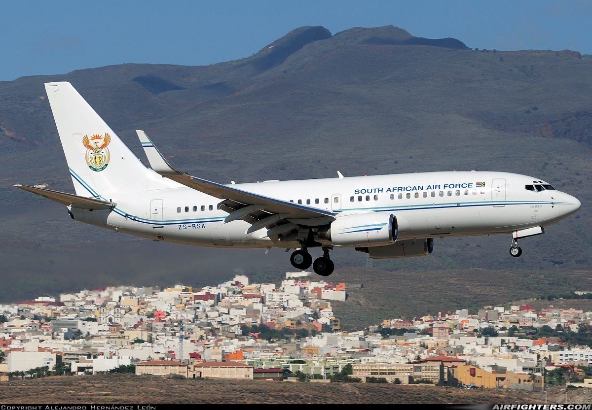 South Africa - Air Force Boeing 737-7ED BBJ ZS-RSA at Gran Canaria (- Las Palmas / Gando) (LPA / GCLP), Spain