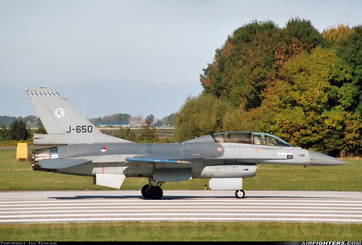 Netherlands - Air Force General Dynamics F-16BM Fighting Falcon J-650 at Leeuwarden (LWR / EHLW), Netherlands