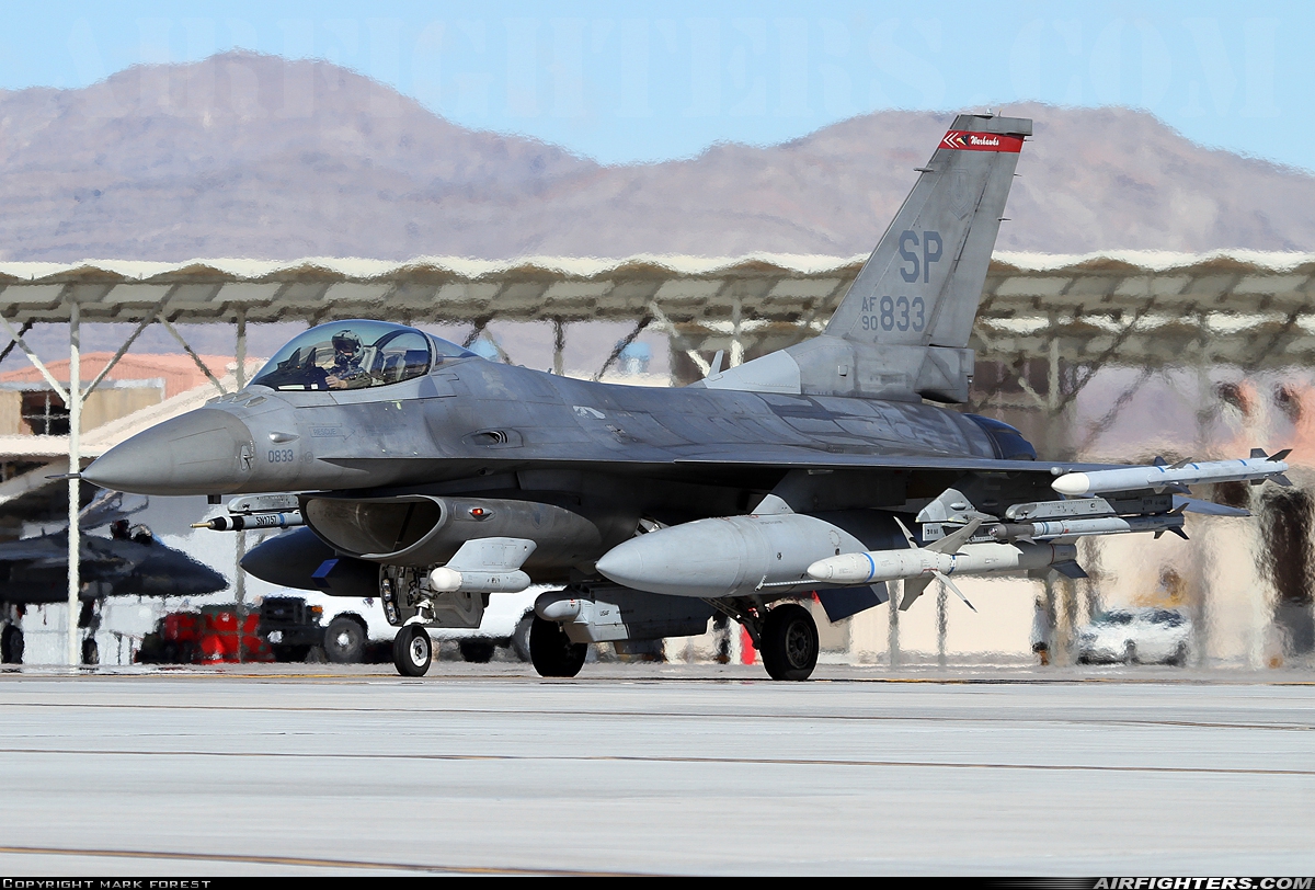 USA - Air Force General Dynamics F-16C Fighting Falcon 90-0833 at Las Vegas - Nellis AFB (LSV / KLSV), USA