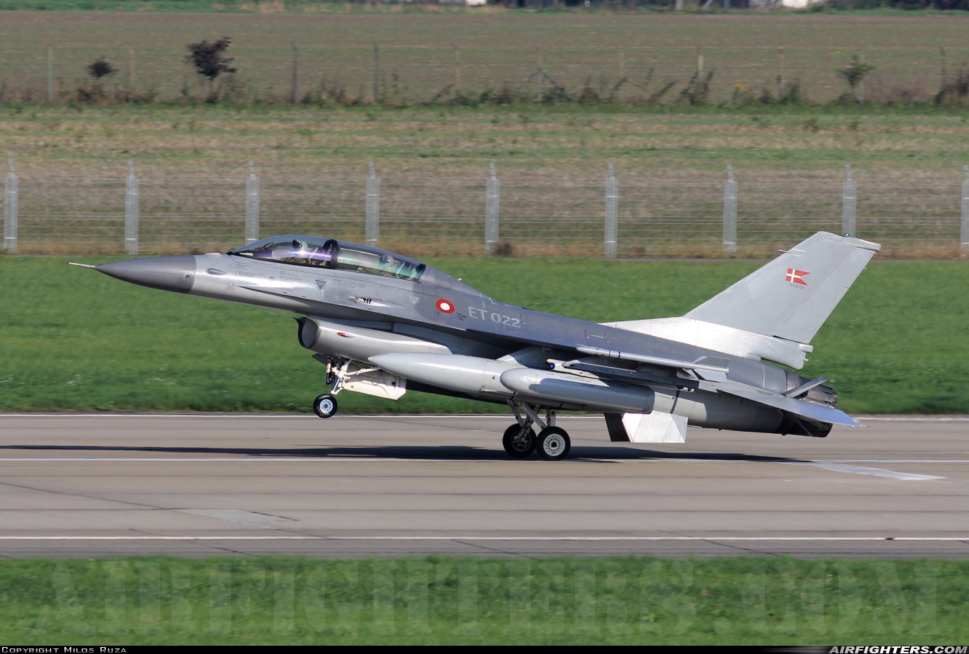 Denmark - Air Force General Dynamics F-16BM Fighting Falcon ET-022 at Ostrava - Mosnov (OSR / LKMT), Czech Republic