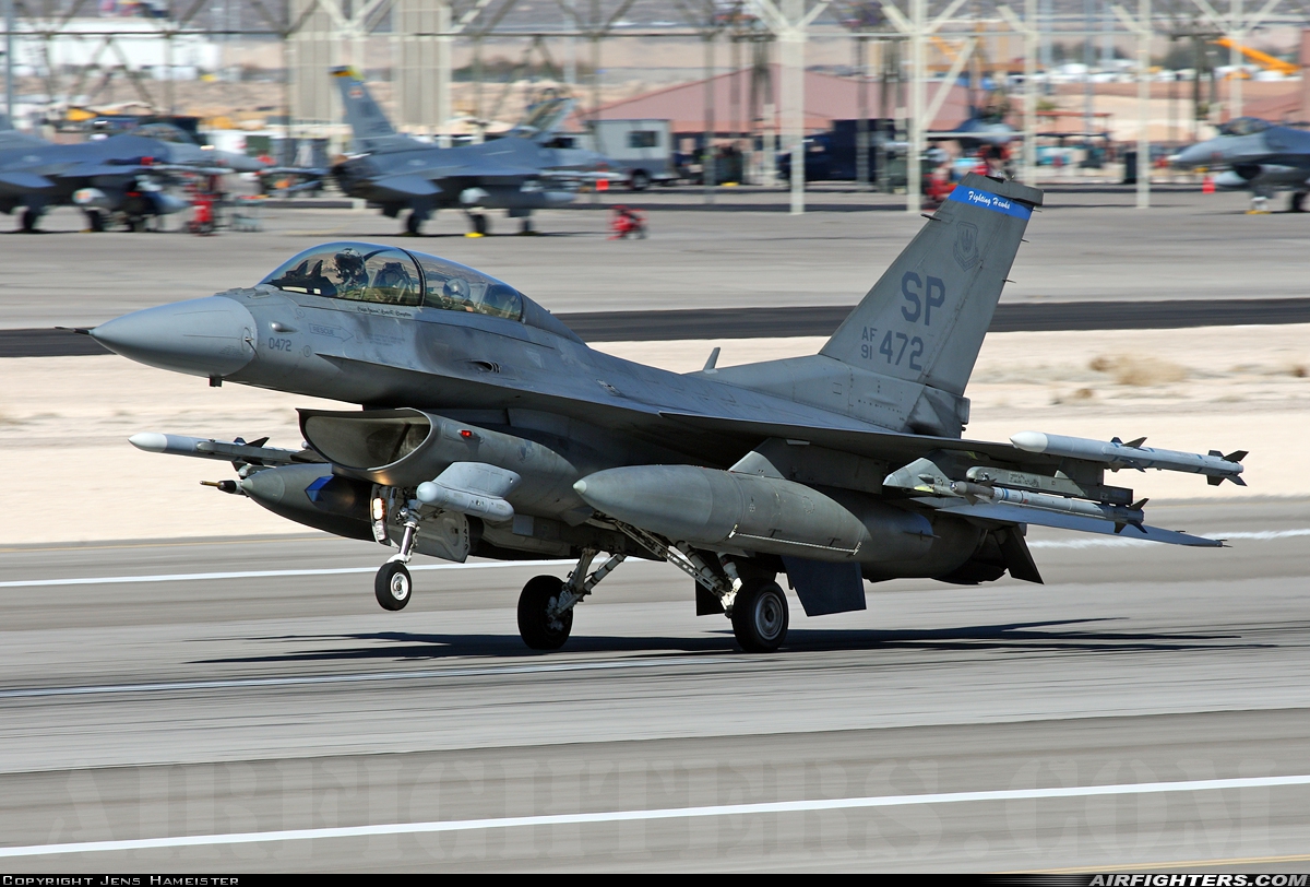 USA - Air Force General Dynamics F-16D Fighting Falcon 91-0472 at Las Vegas - Nellis AFB (LSV / KLSV), USA