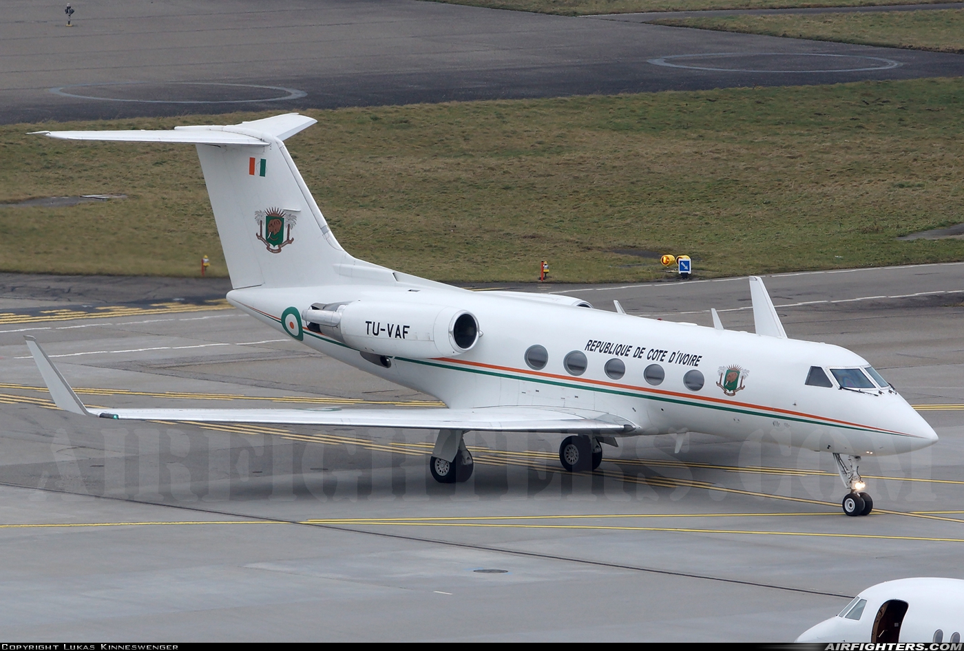 Ivory Coast - Air Force Gulfstream Aerospace G-1159A Gulfstream III TU-VAF at Zurich (- Kloten) (ZRH / LSZH), Switzerland