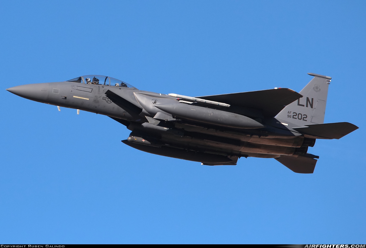 USA - Air Force McDonnell Douglas F-15E Strike Eagle 96-0202 at Albacete (- Los Llanos) (LEAB), Spain