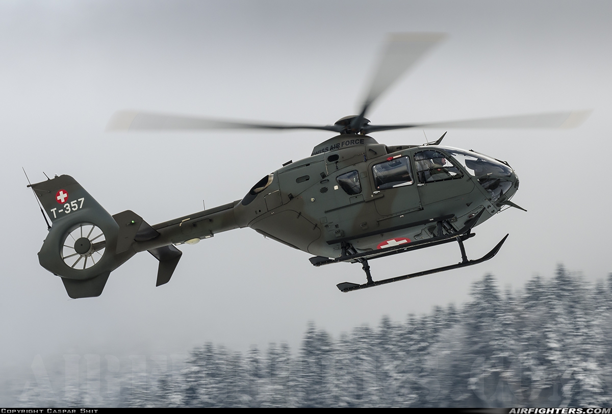 Switzerland - Air Force Eurocopter TH05 (EC-635P2+) T-357 at Meiringen (LSMM), Switzerland