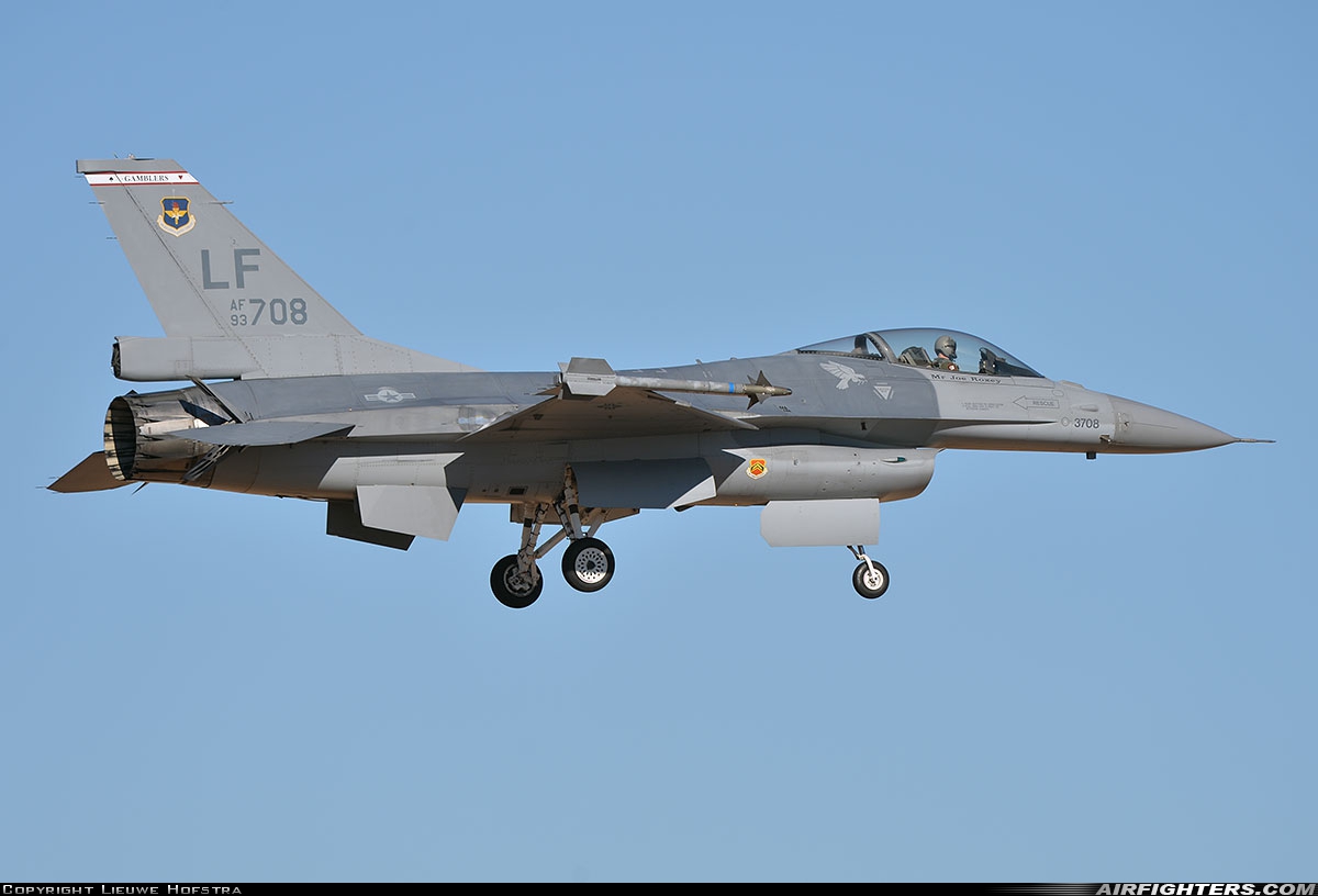 USA - Air Force General Dynamics F-16A Fighting Falcon 93-0708 at Glendale (Phoenix) - Luke AFB (LUF / KLUF), USA