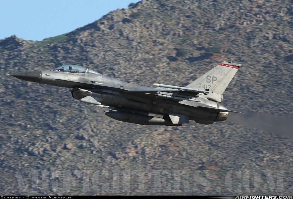 USA - Air Force General Dynamics F-16C Fighting Falcon 91-0417 at Chania - Souda (CHQ / LGSA), Greece