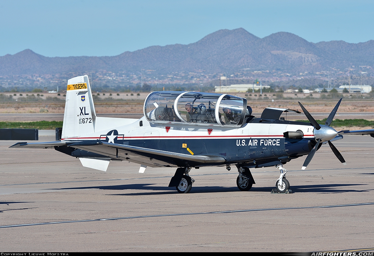 USA - Air Force Raytheon T-6A Texan II 02-3672 at Phoenix (Chandler) - Williams Gateway (AFB) (CHD / IWA / KIWA), USA