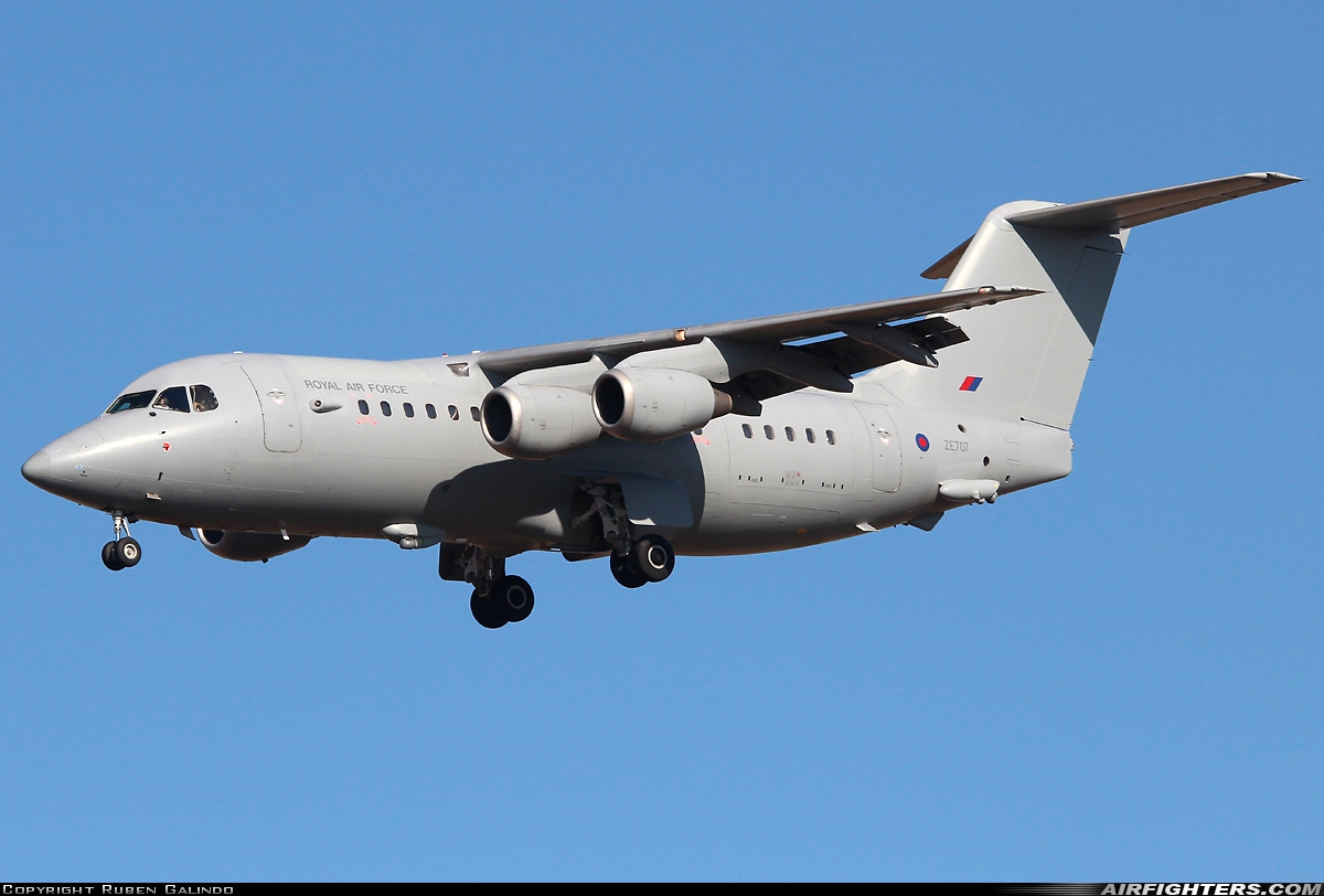 UK - Air Force British Aerospace BAe-146 C3 (BAe-146 200QC) ZE707 at Madrid - Torrejon (TOJ / LETO), Spain