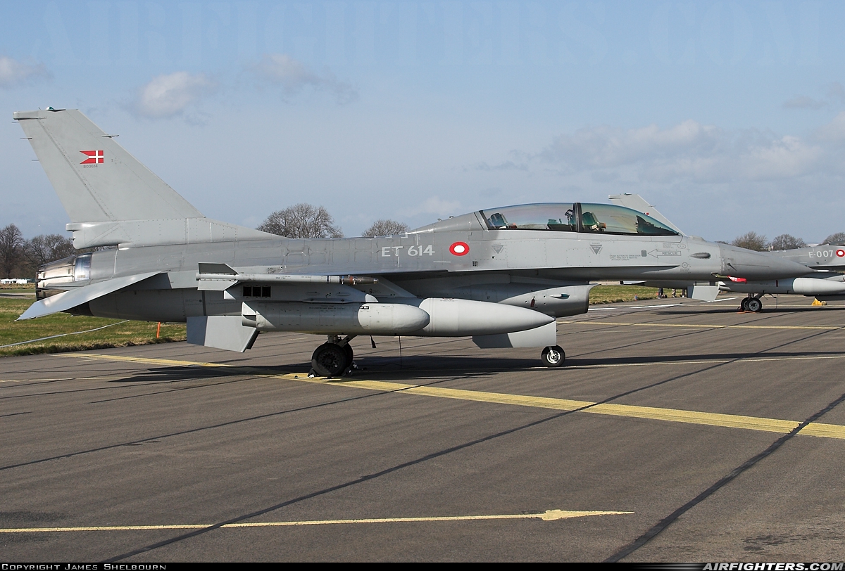 Denmark - Air Force General Dynamics F-16BM Fighting Falcon ET-614 at Leeming (EGXE), UK