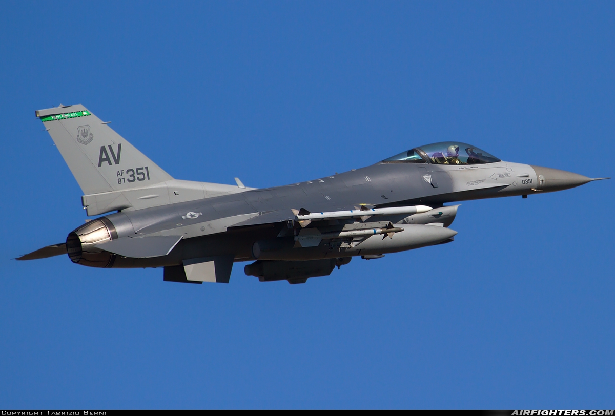 USA - Air Force General Dynamics F-16C Fighting Falcon 87-0351 at Aviano (- Pagliano e Gori) (AVB / LIPA), Italy