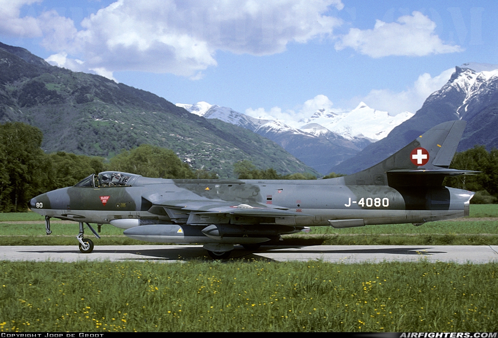 Switzerland - Air Force Hawker Hunter F58 J-4080 at Raron (LSTA), Switzerland
