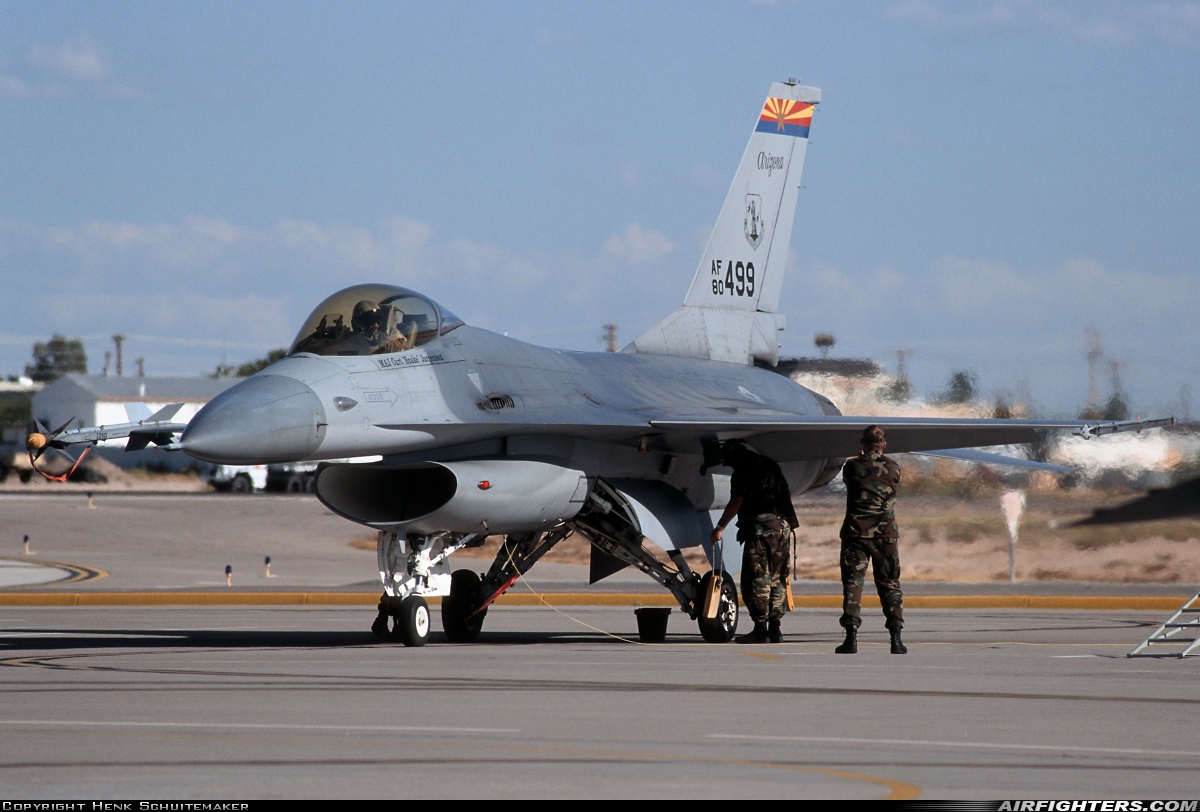 USA - Air Force General Dynamics F-16A Fighting Falcon 80-0499 at Tucson - Int. (TUS / KTUS), USA