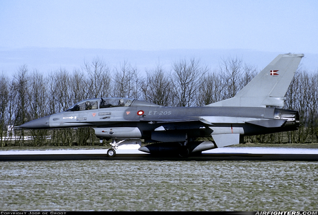 Denmark - Air Force General Dynamics F-16B Fighting Falcon ET-205 at Aalborg (AAL / EKYT), Denmark