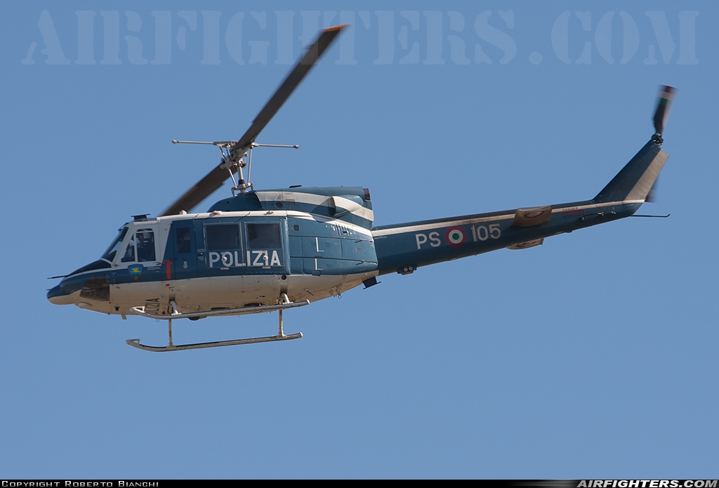 Italy - Polizia Agusta-Bell AB-212 PS-105 at Bologna - Borgo Panigale (Guglielmo Marconi) (BLQ / LIPE), Italy
