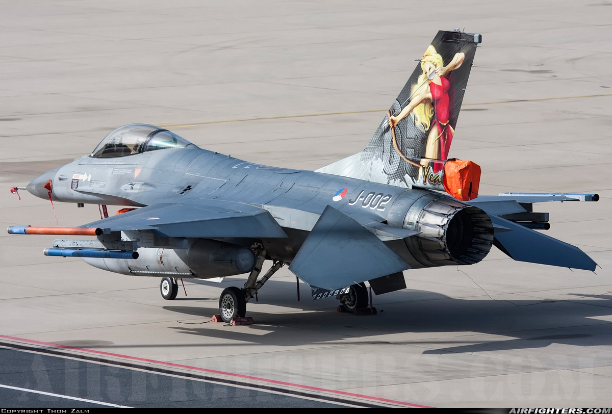 Netherlands - Air Force General Dynamics F-16AM Fighting Falcon J-002 at Eindhoven (- Welschap) (EIN / EHEH), Netherlands