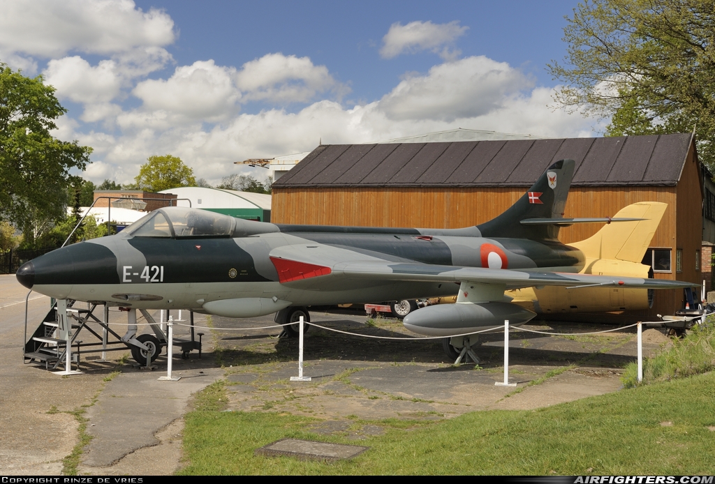 Denmark - Air Force Hawker Hunter F51 E-421 at Brooklands (EGLB), UK
