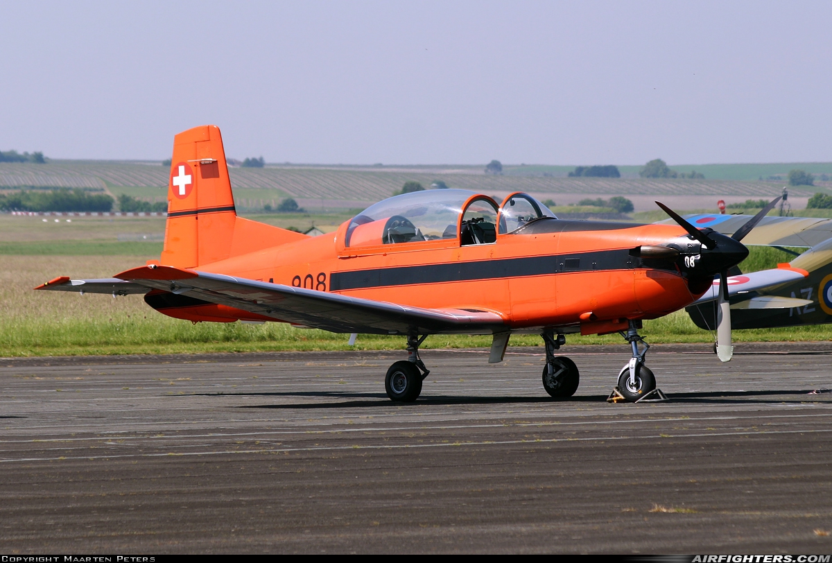 Switzerland - Air Force Pilatus PC-7 Turbo Trainer A-908 at Cognac - Chateaubernard (CNG / LFBG), France