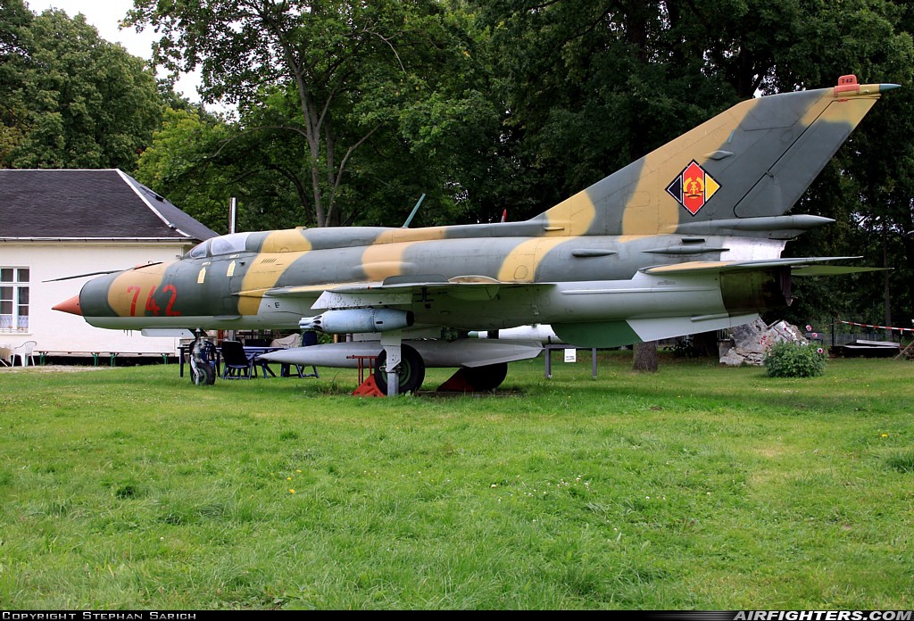 East Germany - Air Force Mikoyan-Gurevich MiG-21SPS 742 at Altenburg Leipzig (EDAC/AOC), Germany