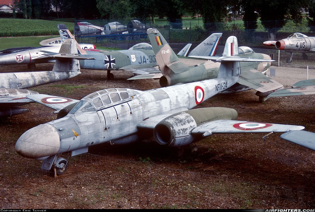 France - Air Force Gloster Meteor NF.11 NF11-24 at Off-Airport - Savigny-les-Beaune, France
