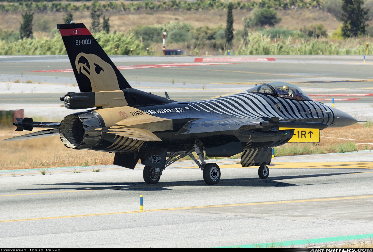 Türkiye - Air Force General Dynamics F-16C Fighting Falcon 91-0011 at Malaga (AGP / LEMG), Spain