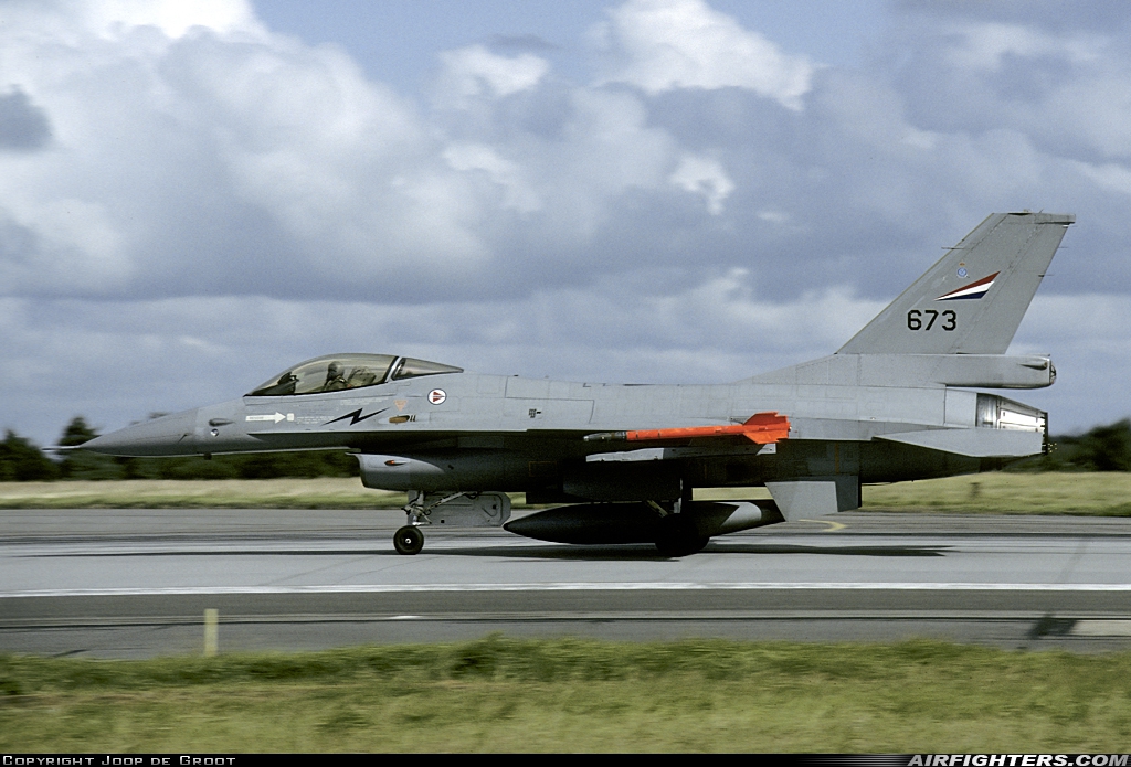 Norway - Air Force General Dynamics F-16A Fighting Falcon 673 at Karup (KRP / EKKA), Denmark