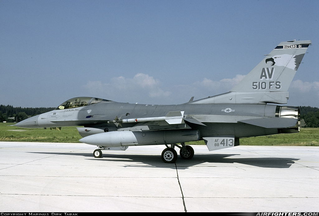 USA - Air Force General Dynamics F-16C Fighting Falcon 88-0413 at Klagenfurt (- Worthersee) (KLU / LOWK / LOXK), Austria