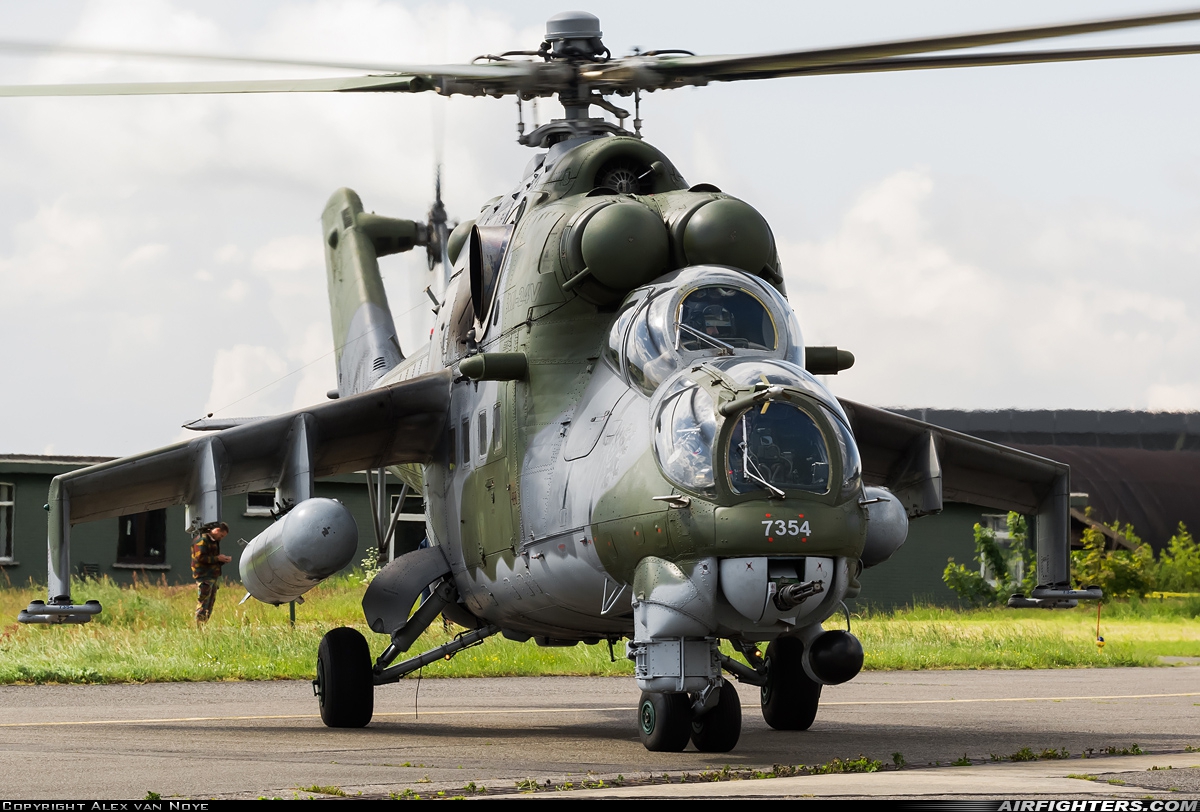 Czech Republic - Air Force Mil Mi-35 (Mi-24V) 7354 at Beauvechain (EBBE), Belgium