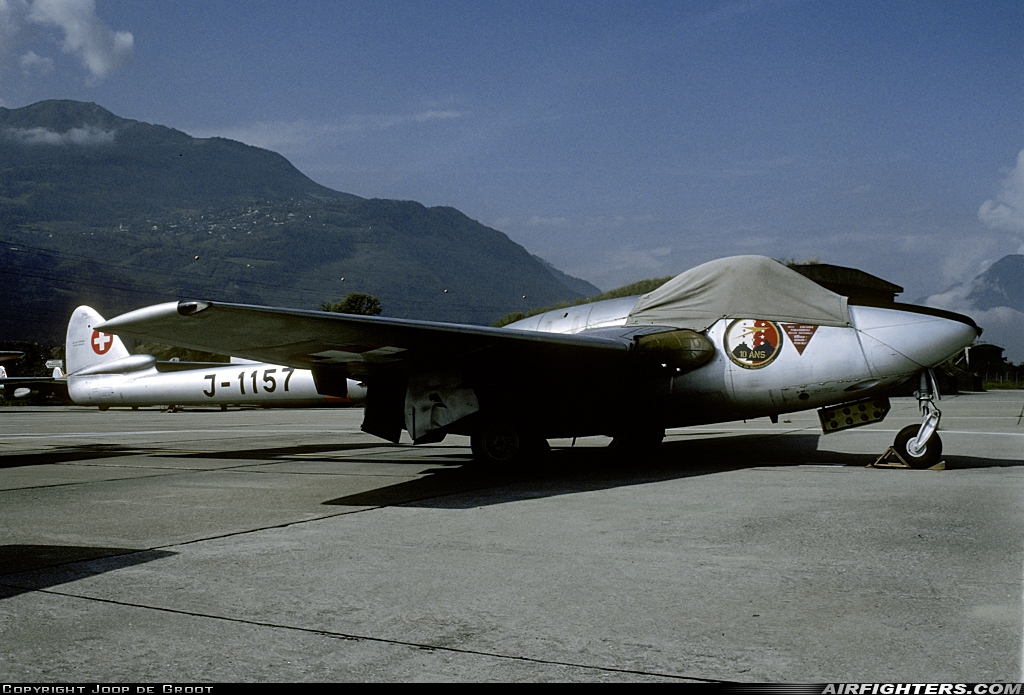 Switzerland - Air Force De Havilland DH-100 Vampire FB.6 J-1157 at Sion (- Sitten) (SIR / LSGS / LSMS), Switzerland