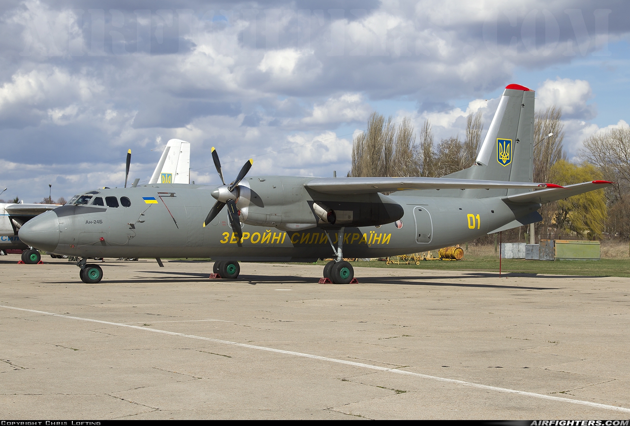Ukraine - Air Force Antonov An-24B 01 YELLOW at Kiev - Borispol (KBP / UKBB), Ukraine