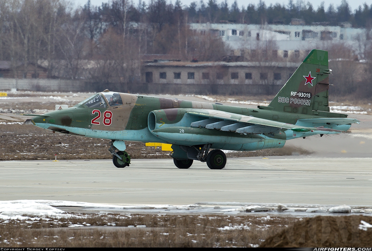 Russia - Air Force Sukhoi Su-25SM RF-93015 at Chkalovsky (CKL / UUMU), Russia