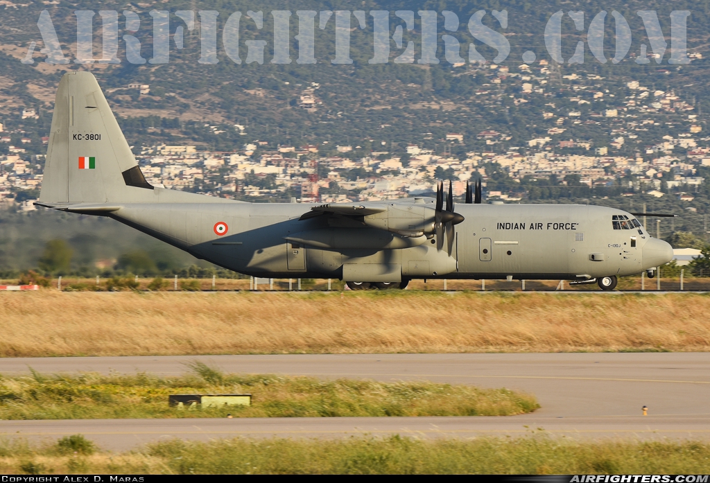 India - Air Force Lockheed Martin C-130J Hercules (L-382) KC3801 at Athens - Eleftherios Venizelos (Spata) (ATH / LGAV), Greece