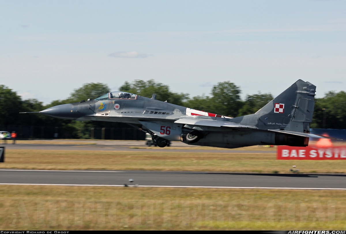 Poland - Air Force Mikoyan-Gurevich MiG-29A (9.12A) 56 at Fairford (FFD / EGVA), UK